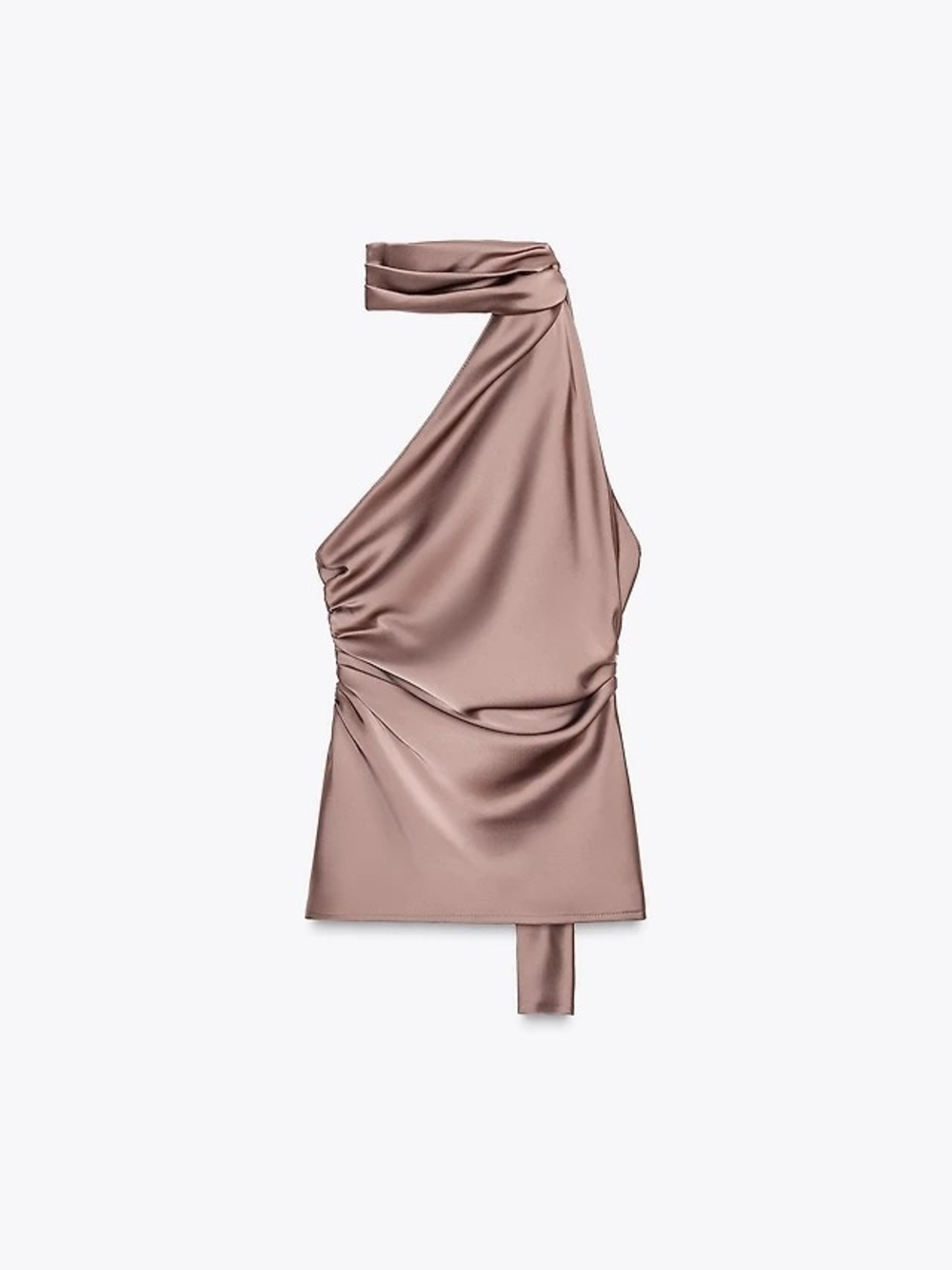 Zara One-Shoulder Satin Mini Dress in Dusty Rose